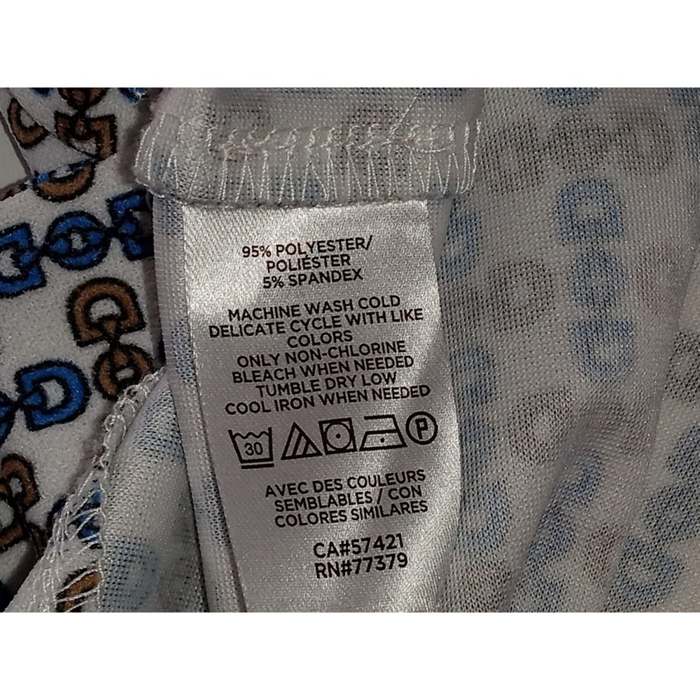 Ann Taylor Womens Top Multicolor Chain Print Short Sleeve Side Slit Medium - Picture 8 of 10